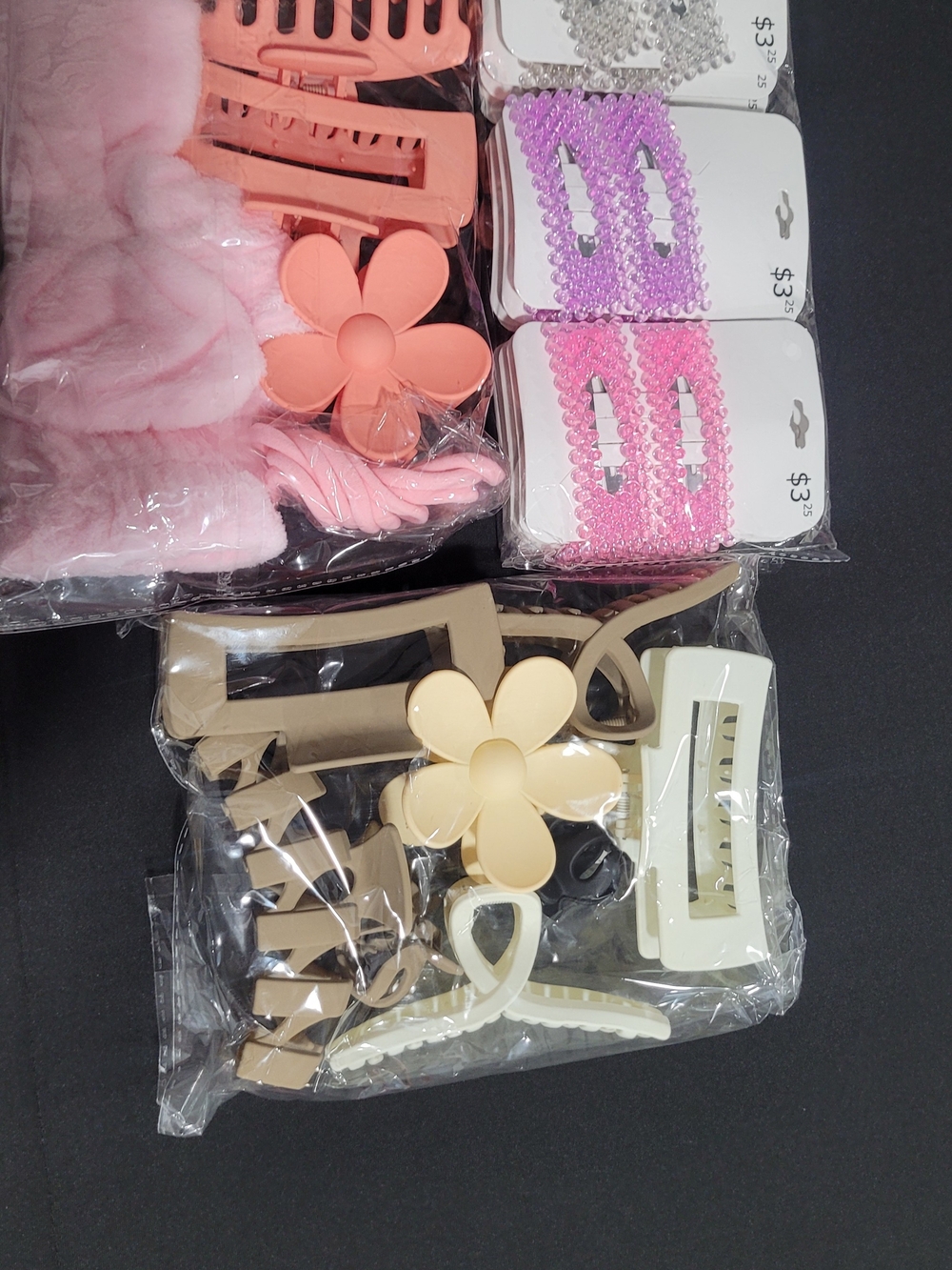 Kids Hair Clip Set - Pink & Cream Flower Clips